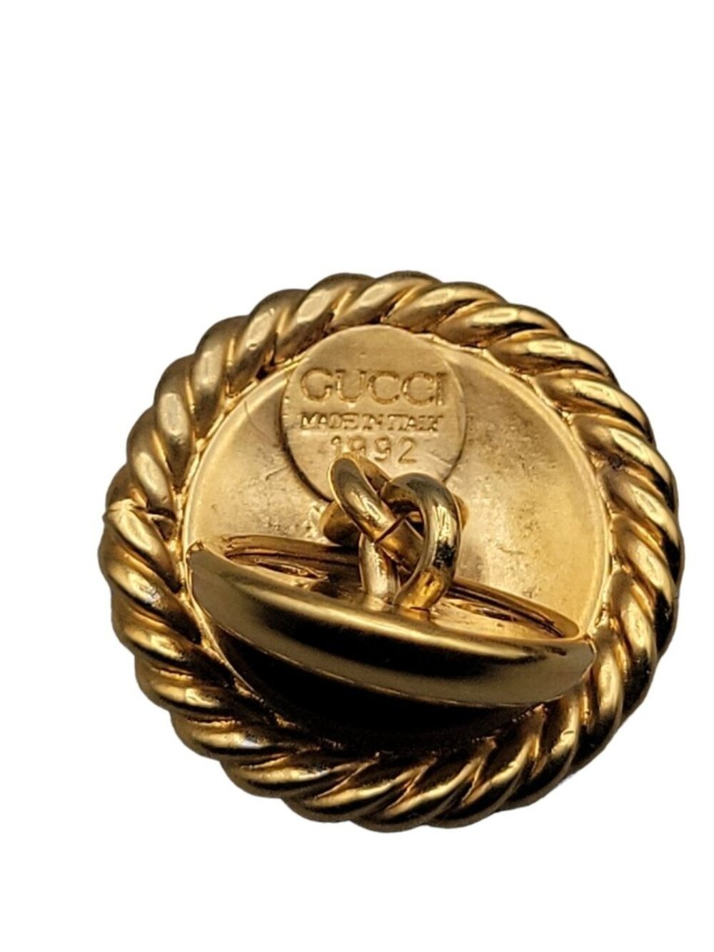 Vintage Gucci 1992 Red Enamel GG Logo Blazer Buttons Gold Plated Set of 2 Italy - Picture 9 of 15